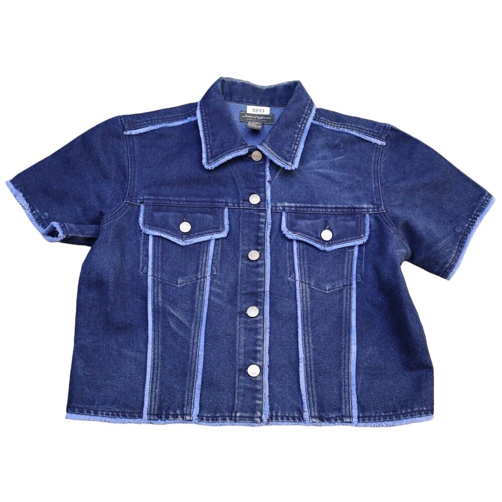Jamie Nicole Shirt Womens Large Blue Lightweight Casual Short Sleeve Denim Jean